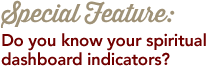 Special Feature: Do you know your spiritual dashboard indicators?